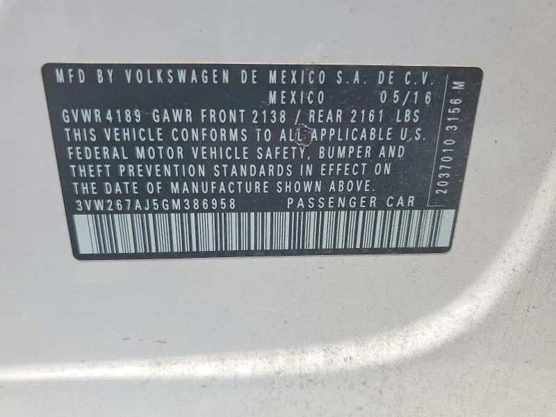 Продажа на аукционе авто 2016 Volkswagen Jetta, vin: 3VW267AJ5GM386958, номер лота: 54112546