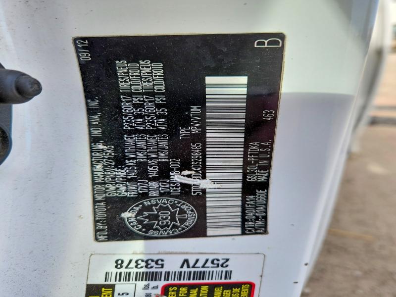 54777286 :رقم المزاد ، 5TDZK3DCXDS298485 vin ، 2013 Toyota Sienna مزاد بيع