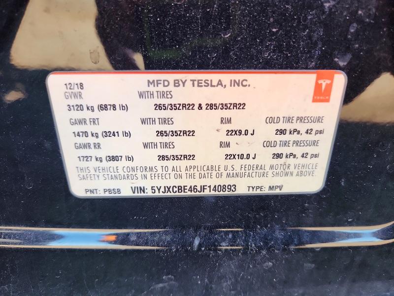 Aukcja sprzedaży 2018 Tesla Model X, vin: 5YJXCBE46JF140893, numer aukcji: 53928976