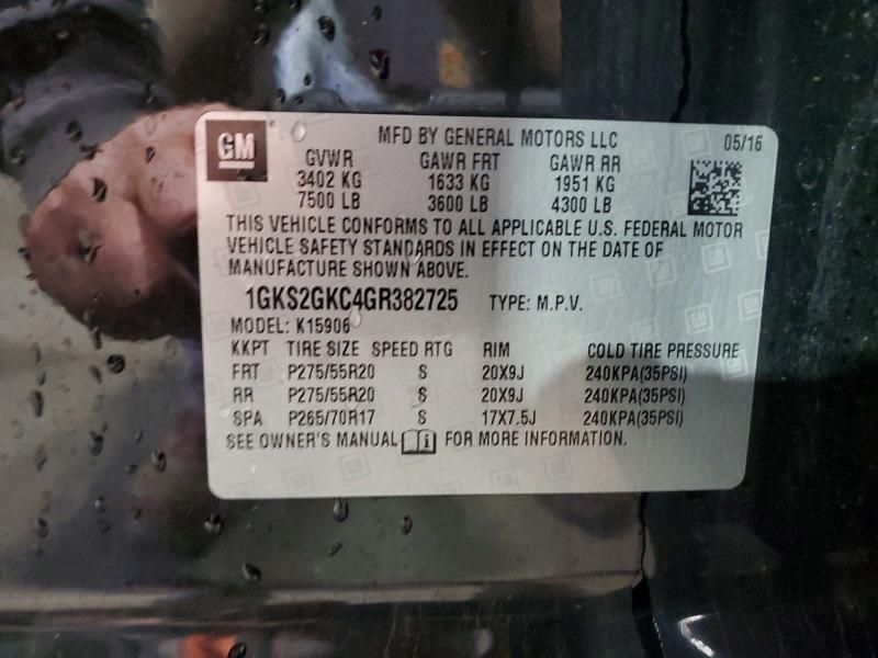 2016 Gmc Yukon Xl მანქანა იყიდება აუქციონზე, vin: 1GKS2GKC4GR382725, აუქციონის ნომერი: 53350896