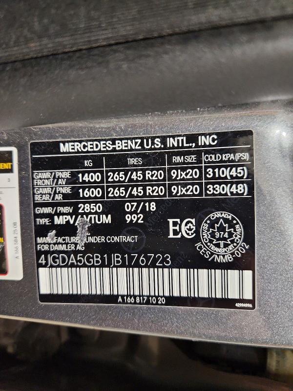 2018 Mercedes-benz Gle მანქანა იყიდება აუქციონზე, vin: 4JGDA5GB1JB176723, აუქციონის ნომერი: 53803726