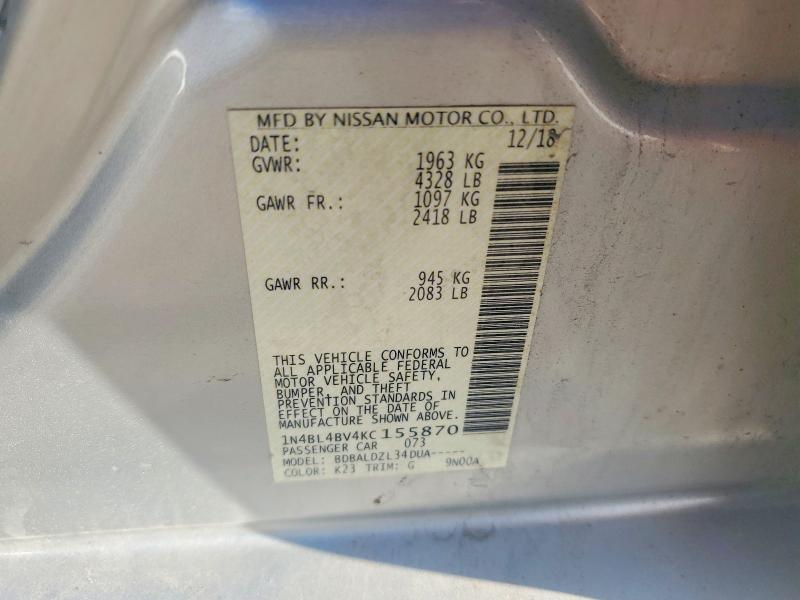 Продаж на аукціоні авто 2019 Nissan Altima, vin: 1N4BL4BV4KC155870, номер лоту: 54326246