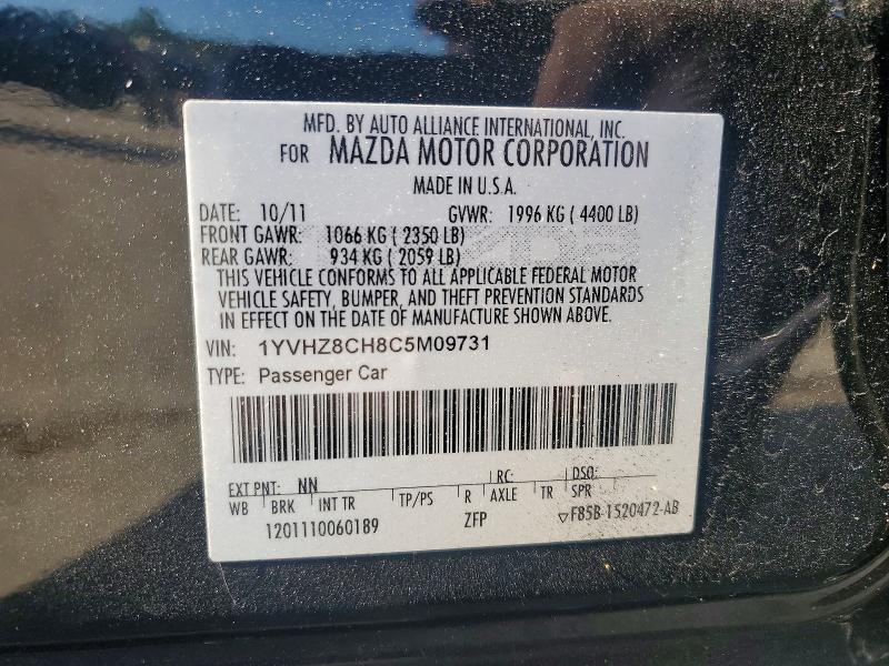Aukcja sprzedaży 2012 Mazda 6, vin: 1YVHZ8CH8C5M09731, numer aukcji: 53427486