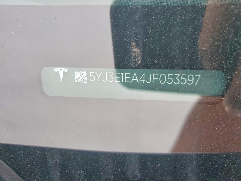 2018 Tesla 3 მანქანა იყიდება აუქციონზე, vin: 5YJ3E1EA4JF053597, აუქციონის ნომერი: 54535886