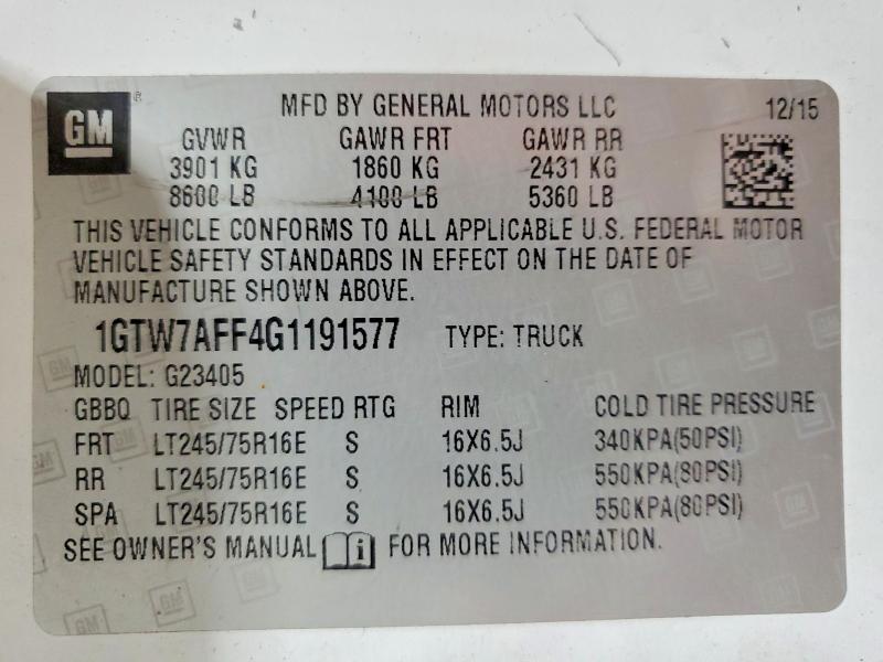 Продажа на аукционе авто 2016 Gmc Savana, vin: 1GTW7AFF4G1191577, номер лота: 60159076