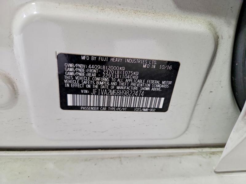 Продаж на аукціоні авто 2017 Subaru Wrx, vin: JF1VA2M68H9822474, номер лоту: 53008686
