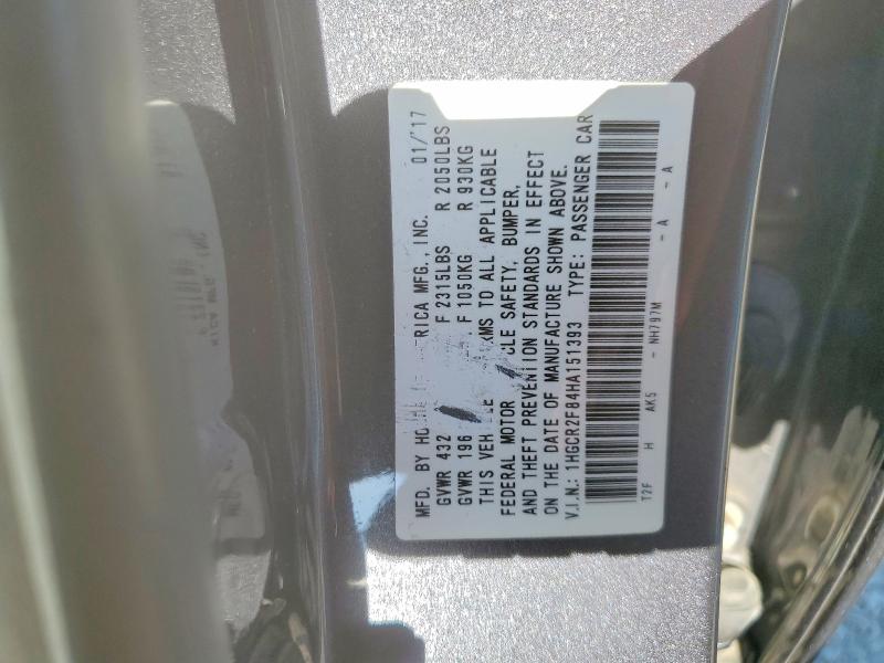 Aukcja sprzedaży 2017 Honda Accord, vin: 1HGCR2F84HA151393, numer aukcji: 51544086