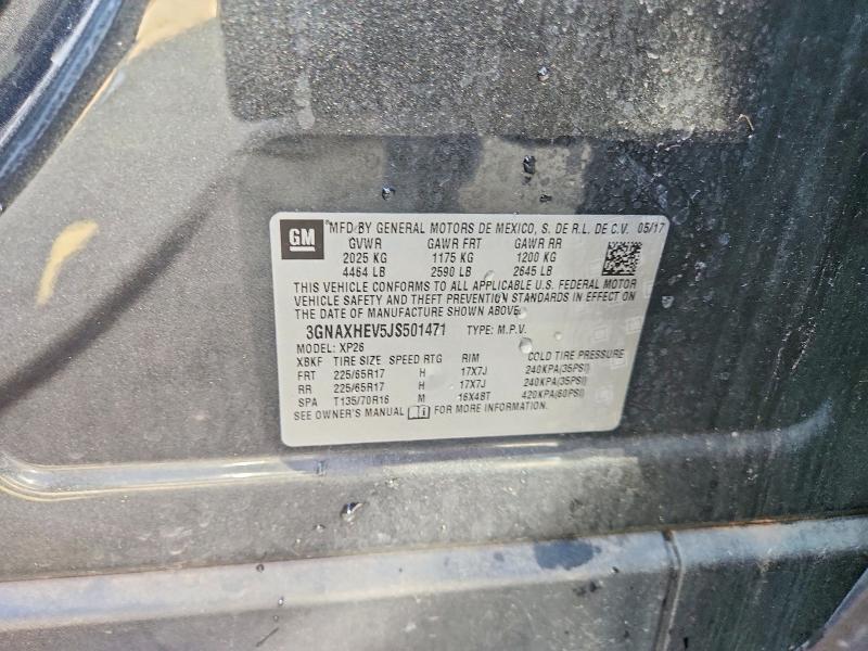 53117626 :رقم المزاد ، 3GNAXHEV5JS501471 vin ، 2018 Chevrolet Equinox مزاد بيع