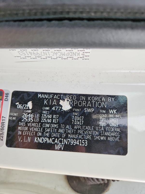 Продажа на аукционе авто 2022 Kia Sportage, vin: KNDPMCAC1N7994153, номер лота: 54608286