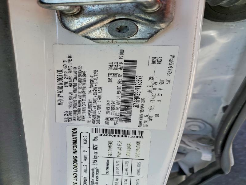 53181306 :رقم المزاد ، 3FA6P0K93HR123892 vin ، 2017 Ford Fusion مزاد بيع