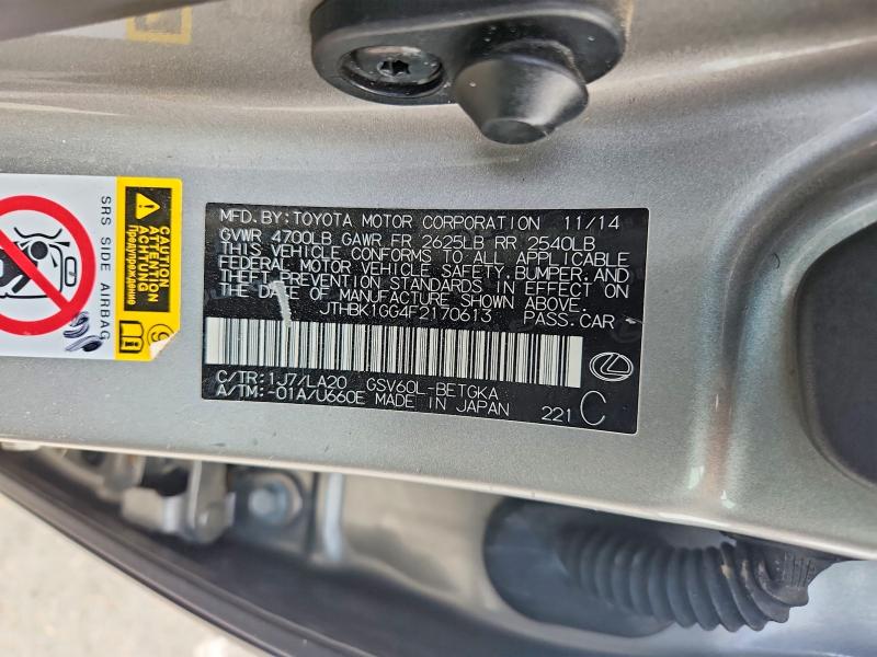 Aukcja sprzedaży 2015 Lexus Es, vin: JTHBK1GG4F2170613, numer aukcji: 54522376