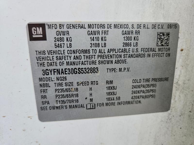 Aukcja sprzedaży 2016 Cadillac Srx, vin: 3GYFNAE30GS532883, numer aukcji: 55405506