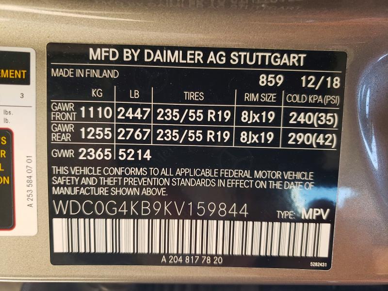 Продажа на аукционе авто 2019 Mercedes-benz Glc, vin: WDC0G4KB9KV159844, номер лота: 53700156