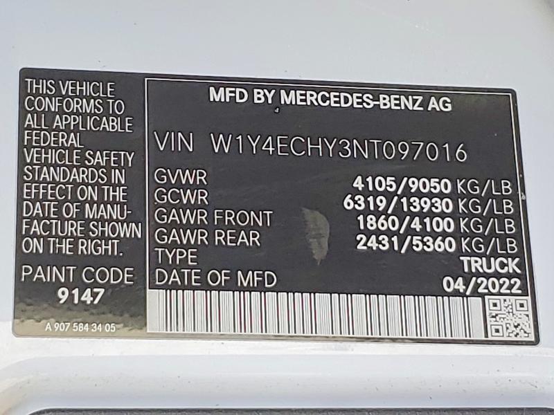 Aukcja sprzedaży 2022 Mercedes Benz Sprinter, vin: W1Y4ECHY3NT097016, numer aukcji: 53703366