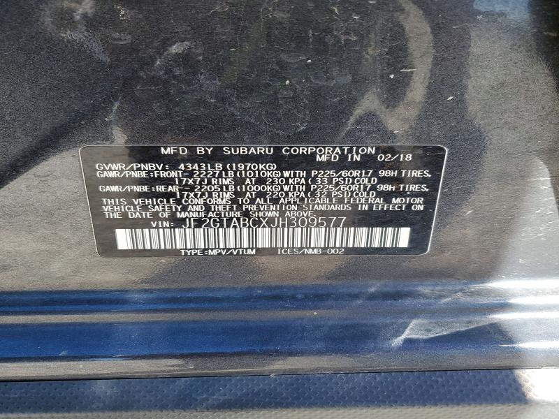 Продажа на аукционе авто 2018 Subaru Crosstrek, vin: JF2GTABCXJH309577, номер лота: 53512966