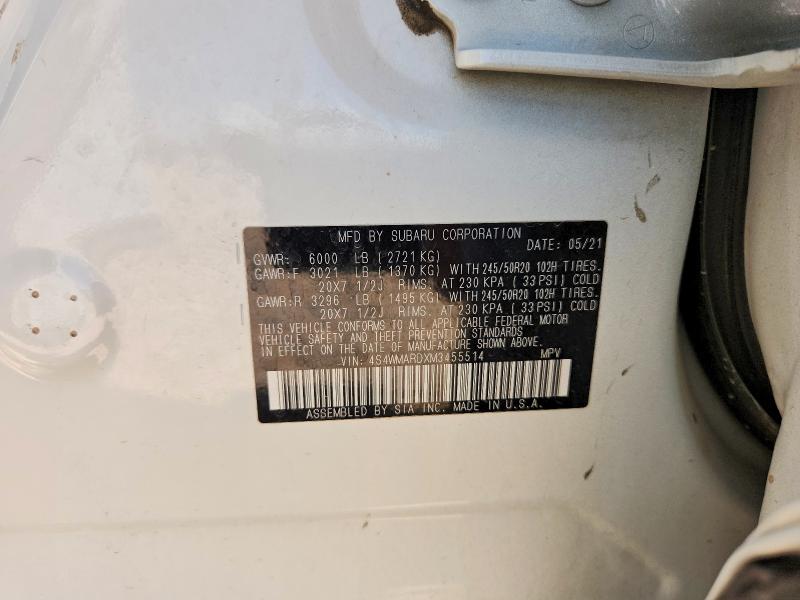 55201036 :رقم المزاد ، 4S4WMARDXM3455514 vin ، 2021 Subaru Ascent مزاد بيع