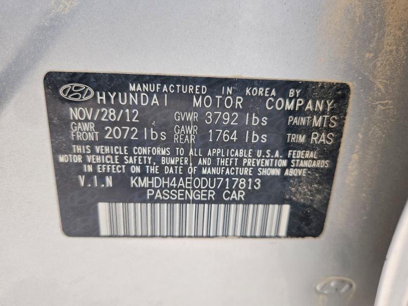 Продаж на аукціоні авто 2013 Hyundai Elantra, vin: KMHDH4AE0DU717813, номер лоту: 55455976