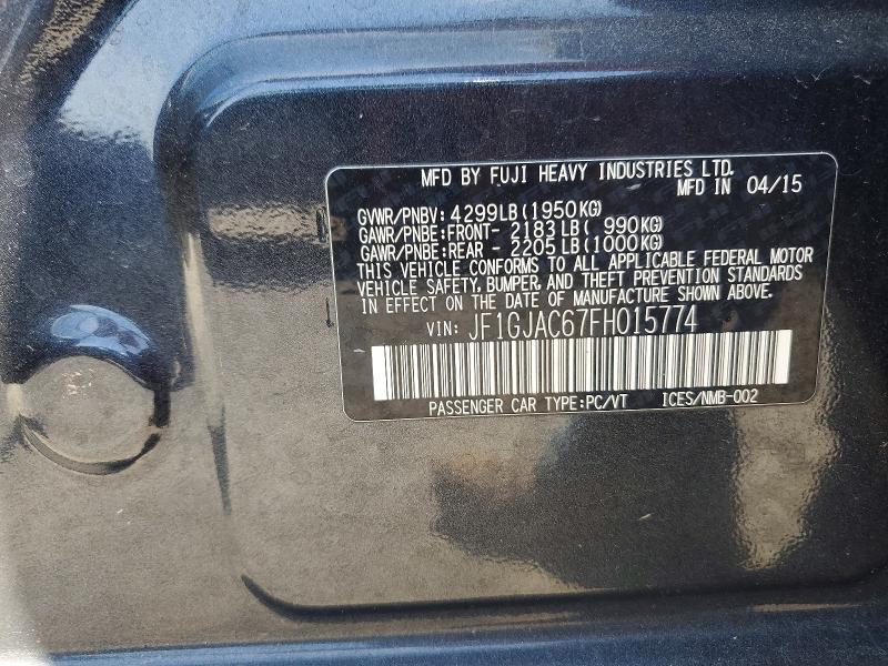 2015 Subaru Impreza მანქანა იყიდება აუქციონზე, vin: JF1GJAC67FH015774, აუქციონის ნომერი: 55262476