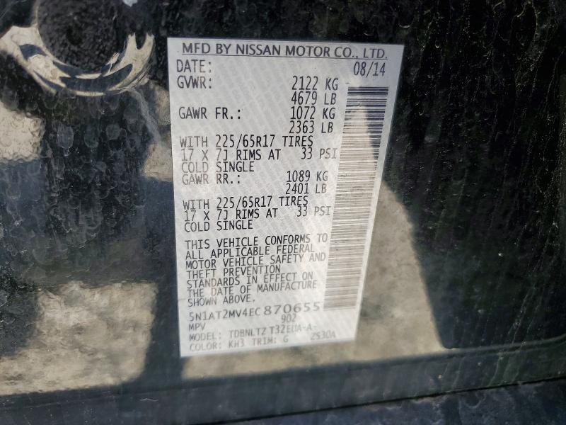 Aukcja sprzedaży 2014 Nissan Rogue, vin: 5N1AT2MV4EC870655, numer aukcji: 54956646