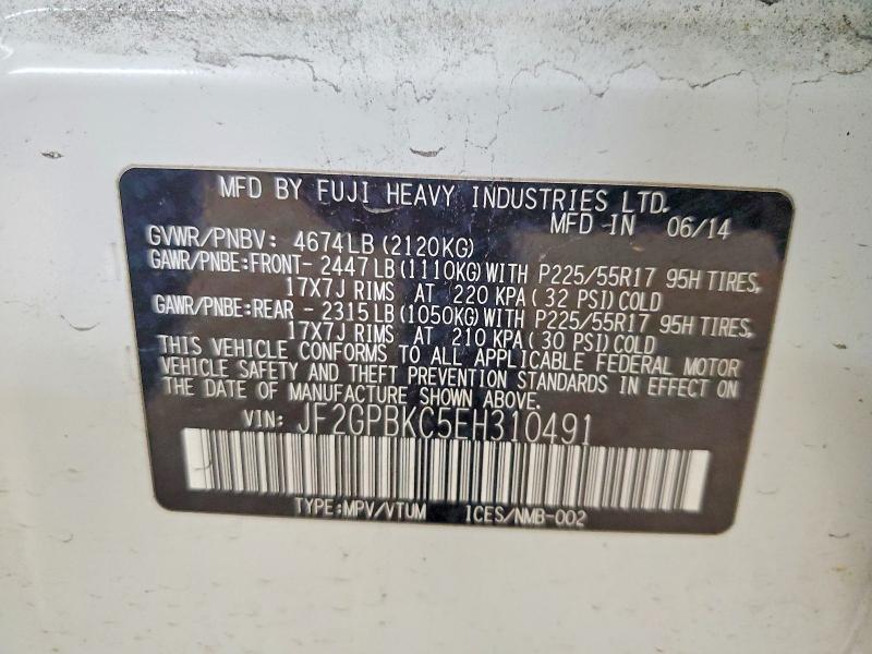 Продажа на аукционе авто 2014 Subaru Xv Crosstrek, vin: JF2GPBKC5EH310491, номер лота: 52119706
