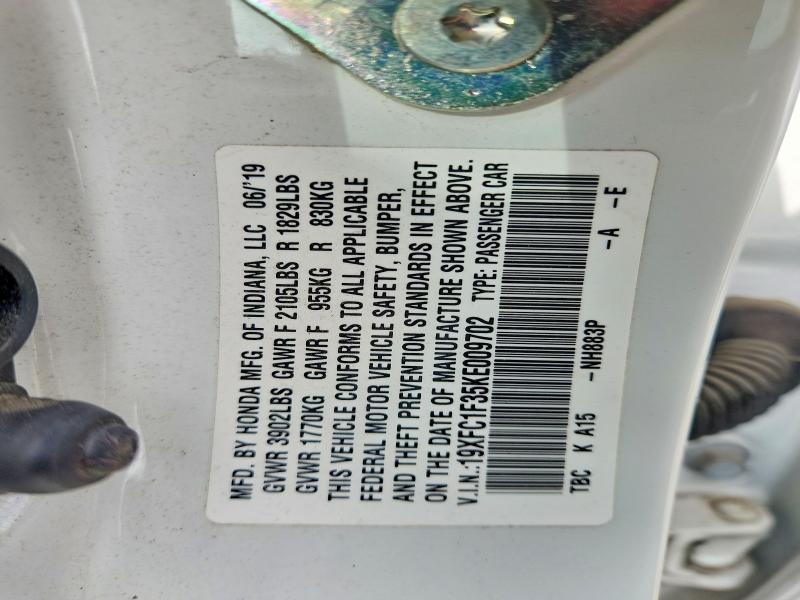 Aukcja sprzedaży 2019 Honda Civic, vin: 19XFC1F35KE009702, numer aukcji: 53510396