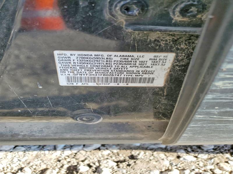 Aukcja sprzedaży 2015 Honda Pilot, vin: 5FNYF3H31FB026747, numer aukcji: 53646116