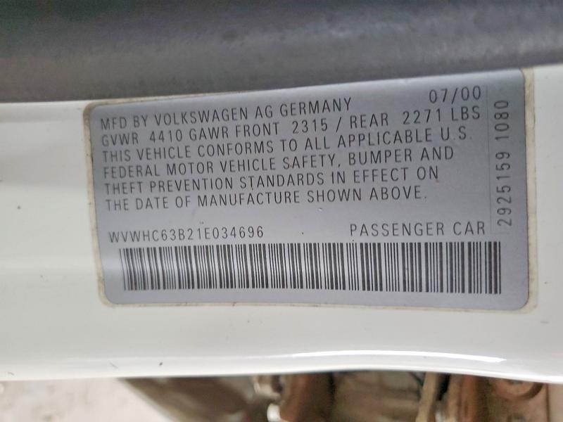 Aukcja sprzedaży 2001 Volkswagen Passat, vin: WVWHC63B21E034696, numer aukcji: 52274106
