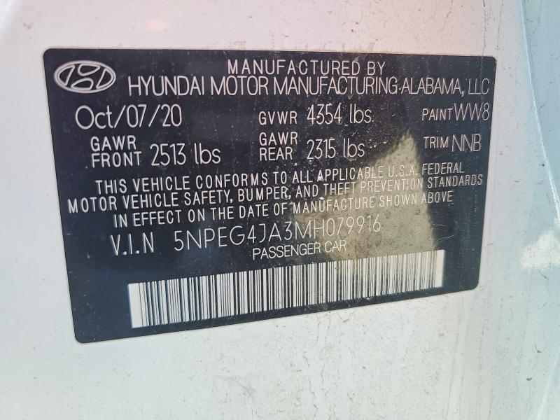 Продажа на аукционе авто 2021 Hyundai Sonata, vin: 5NPEG4JA3MH079916, номер лота: 53579456
