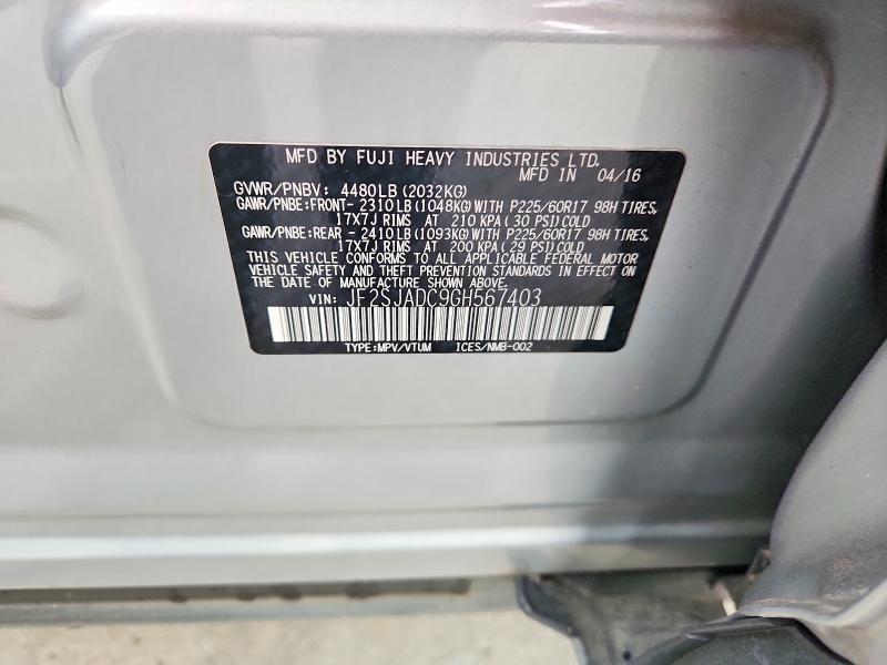 Aukcja sprzedaży 2016 Subaru Forester, vin: JF2SJADC9GH567403, numer aukcji: 52425906