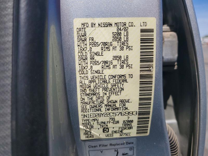 Продаж на аукціоні авто 2002 Nissan Xterra, vin: 5N1ED28Y22C576993, номер лоту: 53934616