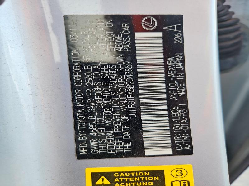 53898566 :رقم المزاد ، JTHBB1BA8B2043859 vin ، 2011 Lexus Hs مزاد بيع