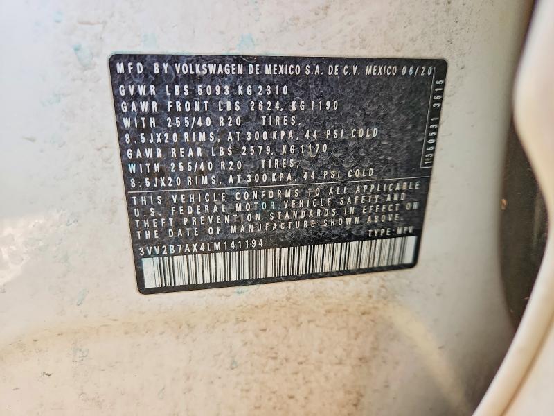 Продаж на аукціоні авто 2020 Volkswagen Tiguan, vin: 3VV2B7AX4LM141194, номер лоту: 53600536