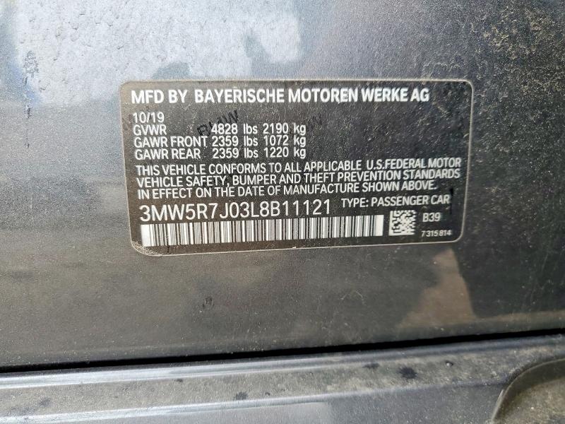 Aukcja sprzedaży 2020 Bmw 330xi, vin: 3MW5R7J03L8B11121, numer aukcji: 55419866