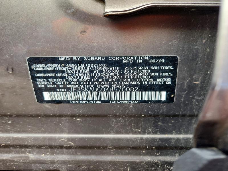 Aukcja sprzedaży 2019 Subaru Forester, vin: JF2SKAUC0KH570082, numer aukcji: 53720176
