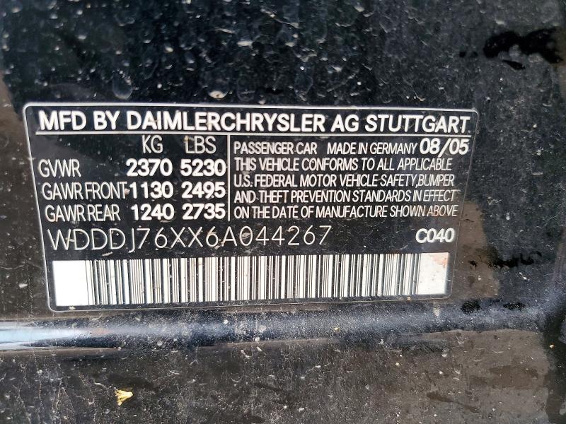 55058916 :رقم المزاد ، WDDDJ76XX6A044267 vin ، 2006 Mercedes-benz Cls مزاد بيع