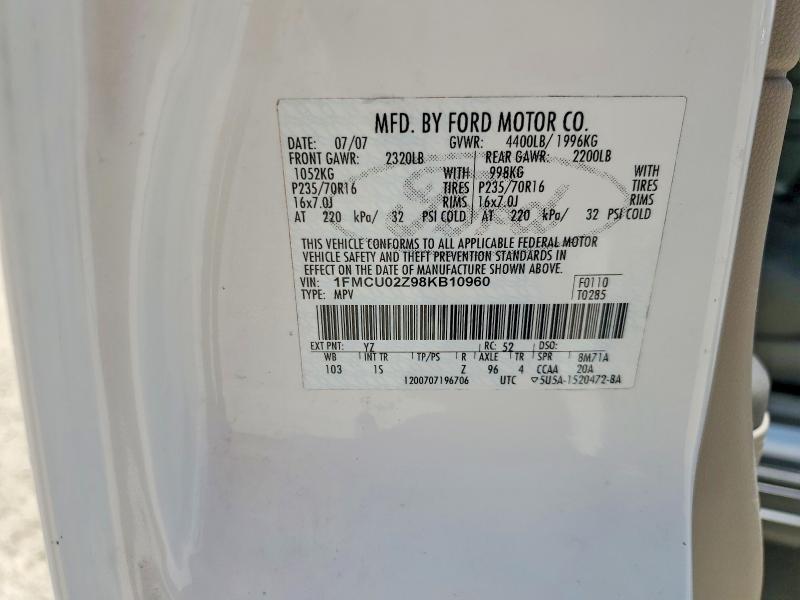 Aukcja sprzedaży 2008 Ford Escape, vin: 1FMCU02Z98KB10960, numer aukcji: 54812816