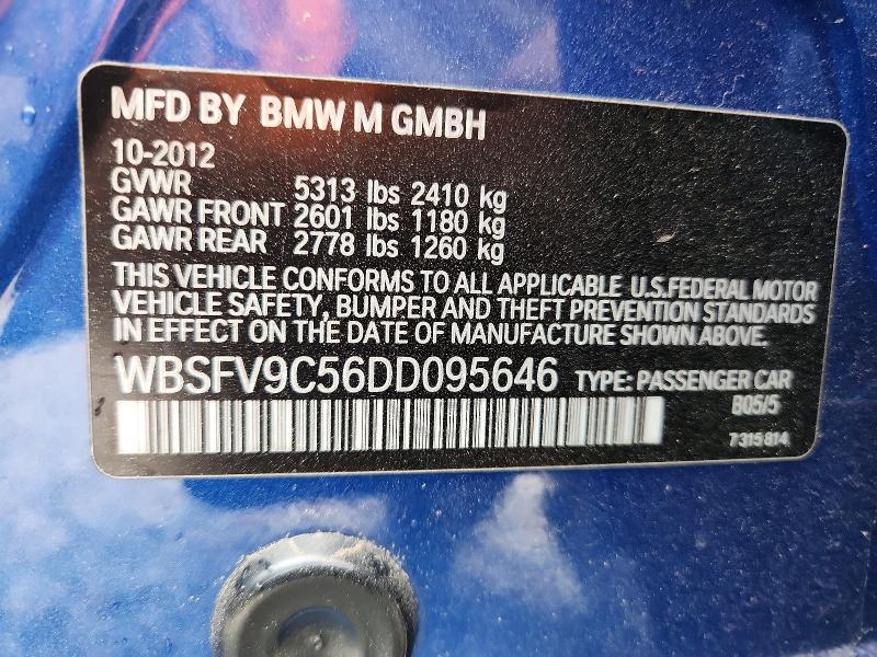 2013 Bmw M5 მანქანა იყიდება აუქციონზე, vin: WBSFV9C56DD095646, აუქციონის ნომერი: 55190086