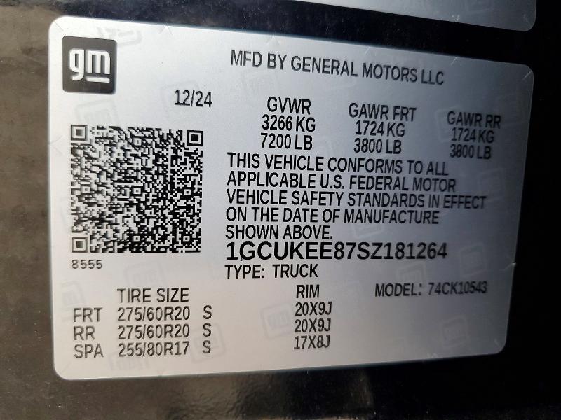 Продаж на аукціоні авто 2025 Chevrolet Silverado, vin: 1GCUKEE87SZ181264, номер лоту: 53915856