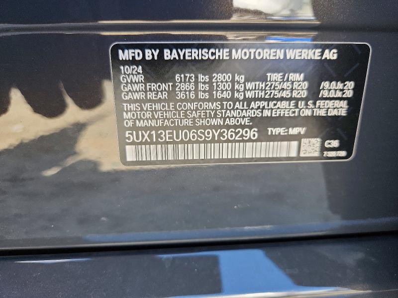 2025 Bmw X5 მანქანა იყიდება აუქციონზე, vin: 5UX13EU06S9Y36296, აუქციონის ნომერი: 52452706
