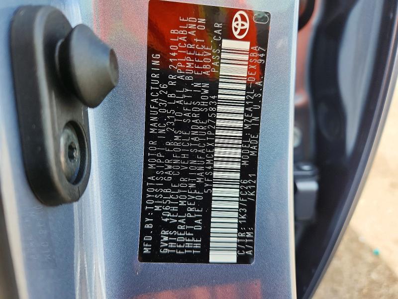 Aukcja sprzedaży 2026 Toyota Corolla, vin: 5YFS4MCEXTP275834, numer aukcji: 54600876