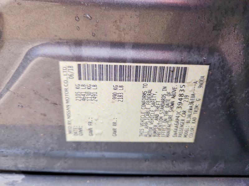 55333466 :رقم المزاد ، 1N4AA6AP4JC394835 vin ، 2018 Nissan Maxima مزاد بيع