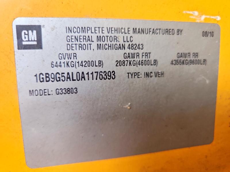 2010 Chevrolet Express Cutaway მანქანა იყიდება აუქციონზე, vin: 1GB9G5AL0A1176393, აუქციონის ნომერი: 52335746