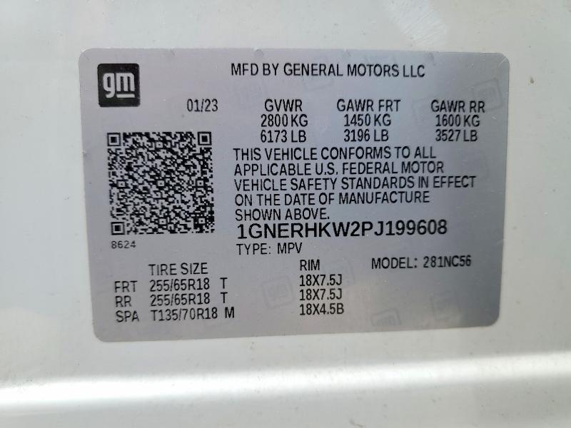 Aukcja sprzedaży 2023 Chevrolet Traverse, vin: 1GNERHKW2PJ199608, numer aukcji: 52839426