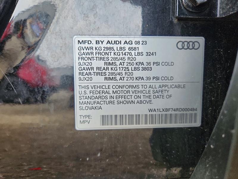 2024 Audi Q7 მანქანა იყიდება აუქციონზე, vin: WA1LXBF74RD000494, აუქციონის ნომერი: 53577606