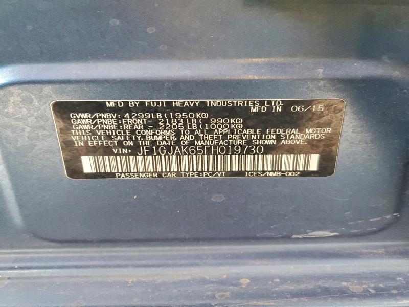 2015 Subaru Impreza მანქანა იყიდება აუქციონზე, vin: JF1GJAK65FH019730, აუქციონის ნომერი: 54087326