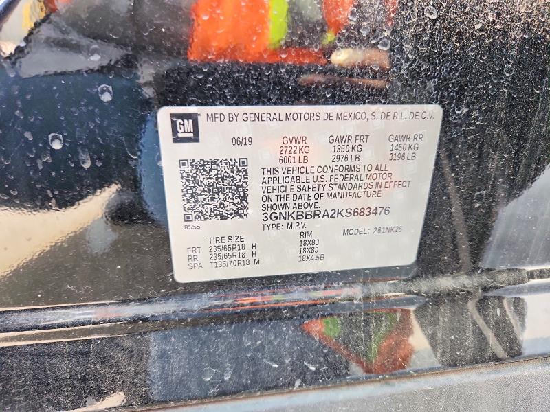 52932156 :رقم المزاد ، 3GNKBBRA2KS683476 vin ، 2019 Chevrolet Blazer مزاد بيع