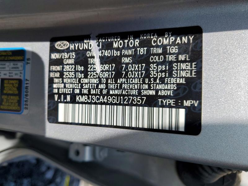 Aukcja sprzedaży 2016 Hyundai Tucson, vin: KM8J3CA49GU127357, numer aukcji: 52512816