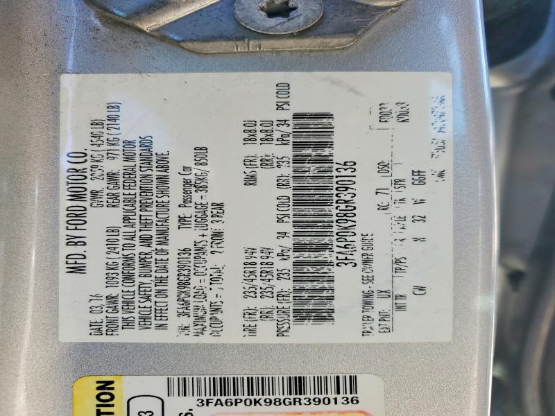 Продаж на аукціоні авто 2016 Ford Fusion, vin: 3FA6P0K98GR390136, номер лоту: 55383796