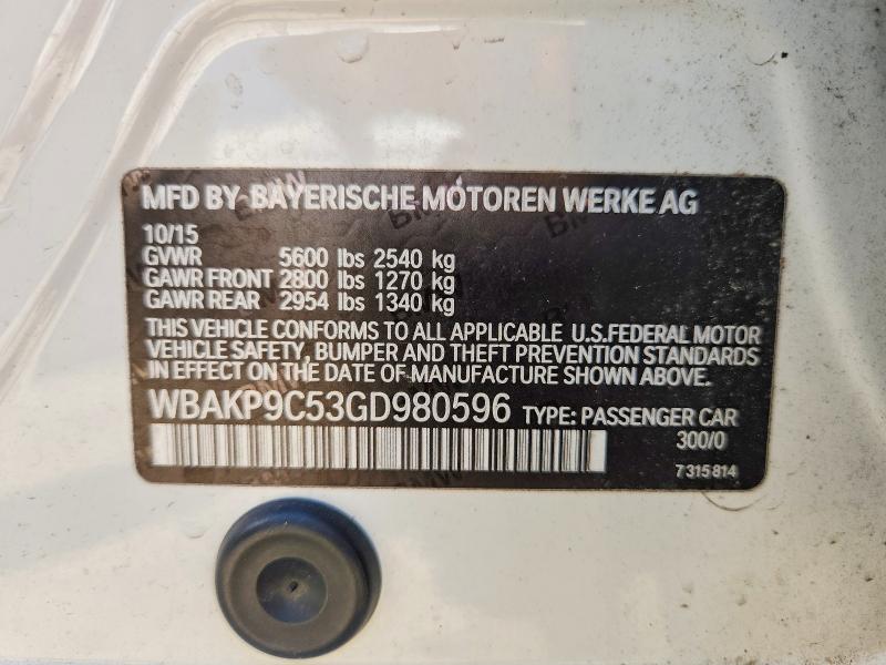 2016 Bmw 550 მანქანა იყიდება აუქციონზე, vin: WBAKP9C53GD980596, აუქციონის ნომერი: 53239166