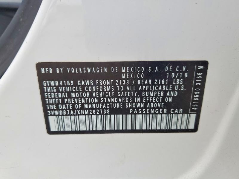 Aukcja sprzedaży 2017 Volkswagen Jetta, vin: 3VWDB7AJXHM262738, numer aukcji: 54608066